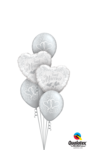 Ballonbouquet Just Married geschwungene Herzen