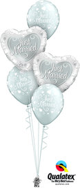 Ballonbouquet Just Married silber