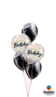 Ballonbouquet Happy Birthday marble-inspired 