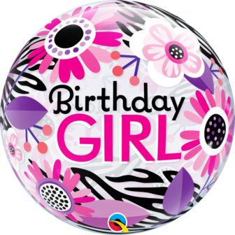 Birthday Girl Floral Zebra Stripes