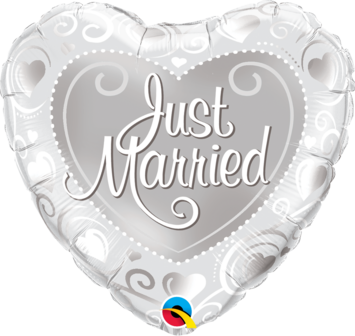 Just Married Hearts Silver