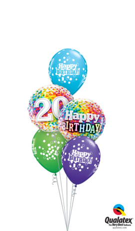 Ballonbouquet Happy Birthday Confetti "20"