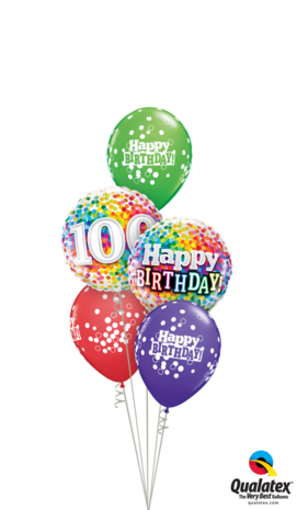 Ballonbouquet Happy Birthday Confetti "100"