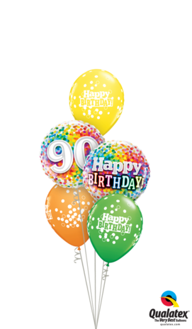 Ballonbouquet Happy Birthday Confetti "90"